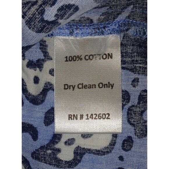 STS Sail to Sable Blue‎ Floral Top Tunic Puff Sleeve Blouse 100% Cotton Size L - Picture 7 of 8